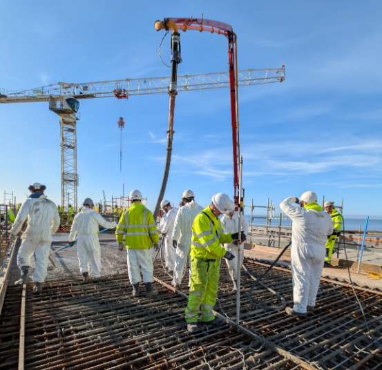 The first of seven concrete pours on the roof slab of SRP's process building got underway