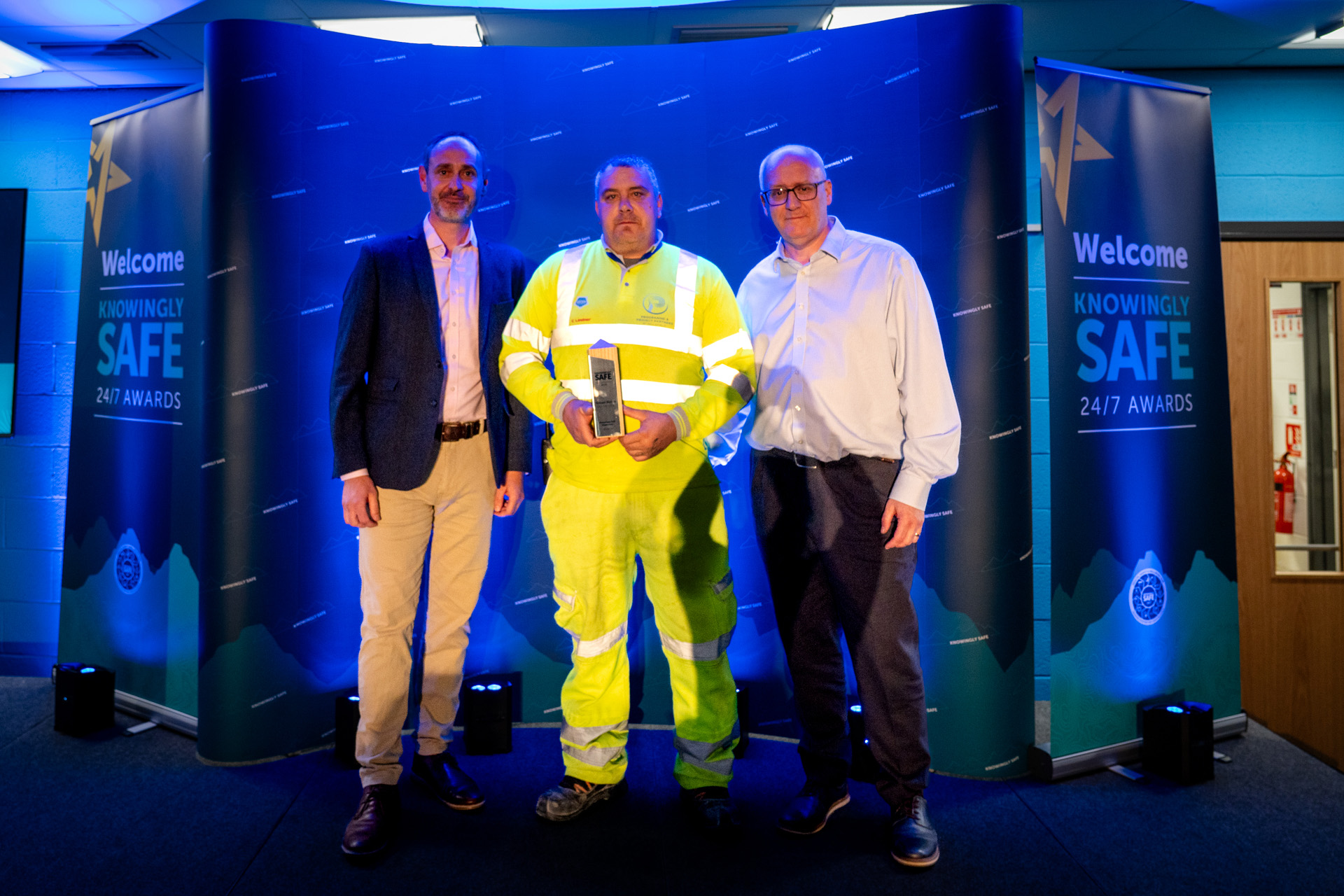 From left to right, James Lewis, head of EHSSQ, Robert Mellon of Design Grid and Brian Reid, of NG Bailey.
